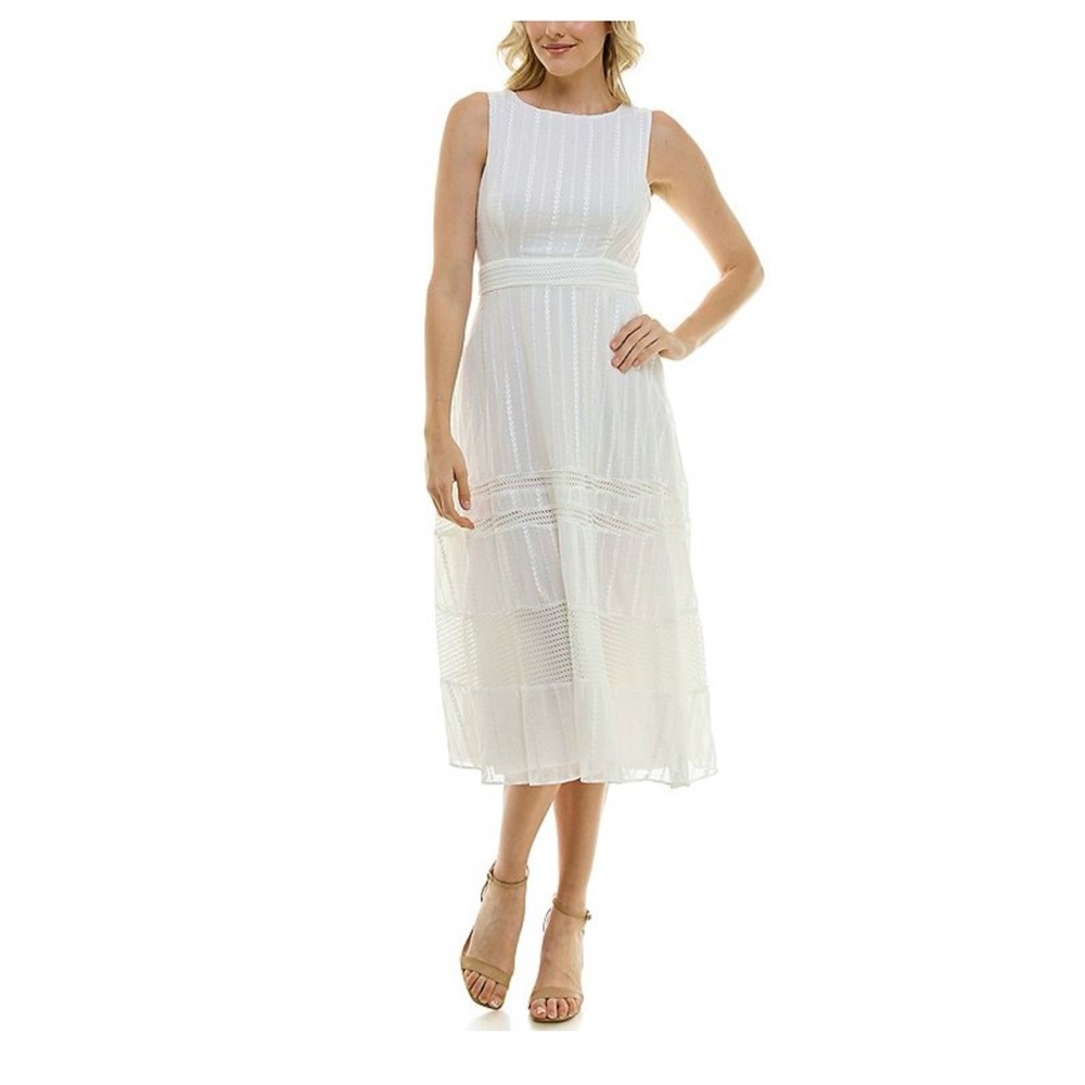 Taylor Ivory Textured Midi Dress